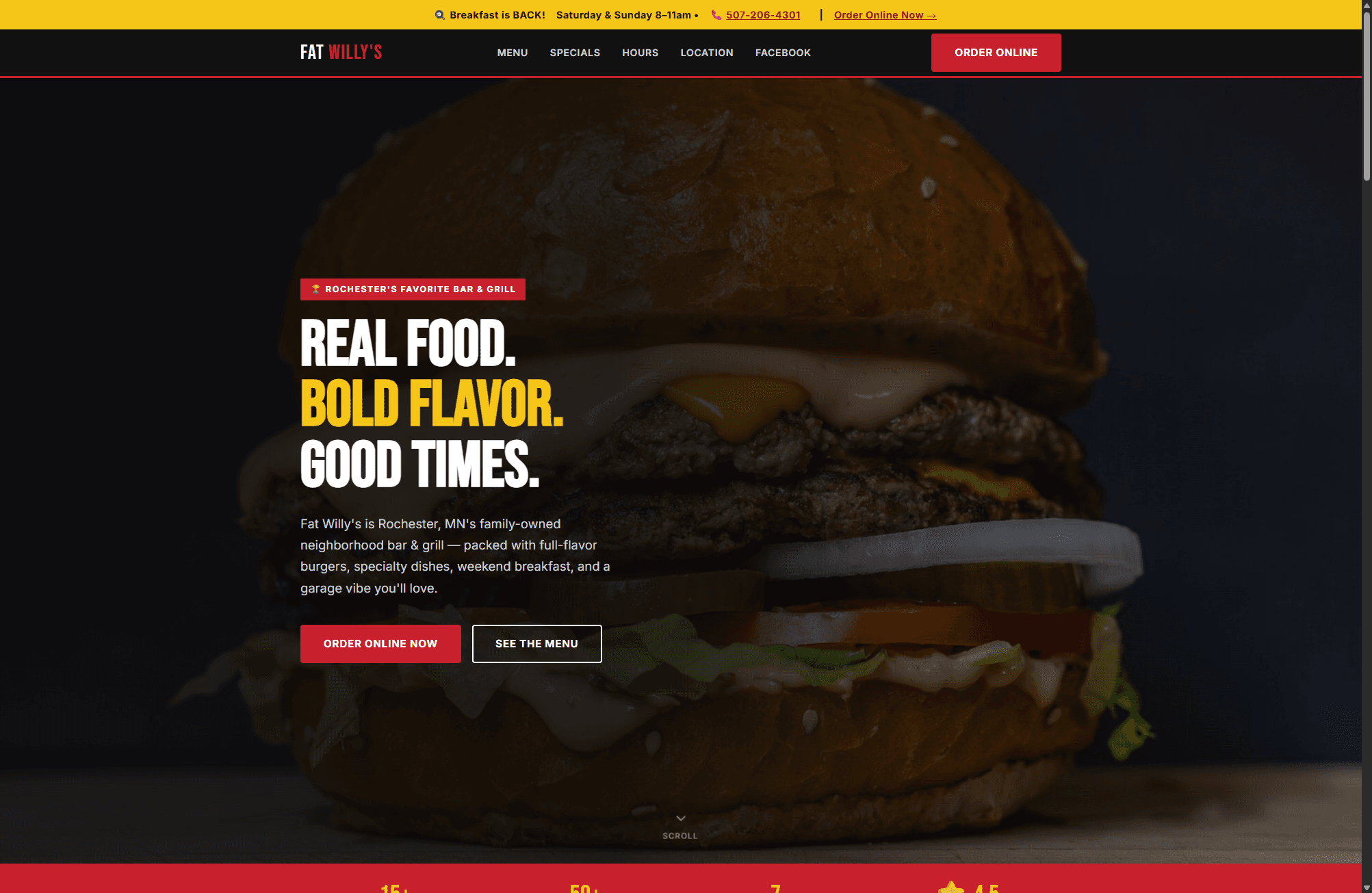 Fat Willy's Bar & Grill website screenshot
